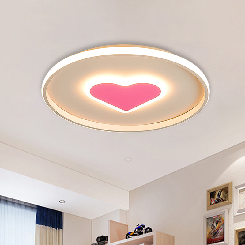 Nordic Loving Heart Flush Mounted Lamp Acrylic LED Bedroom Flush Light in Pink/Black and White Pink Clearhalo 'Ceiling Lights' 'Close To Ceiling Lights' 'Close to ceiling' 'Flush mount' Lighting' 917831