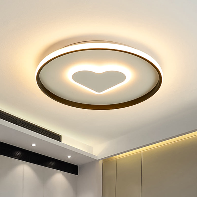 Nordic Loving Heart Flush Mounted Lamp Acrylic LED Bedroom Flush Light in Pink/Black and White Clearhalo 'Ceiling Lights' 'Close To Ceiling Lights' 'Close to ceiling' 'Flush mount' Lighting' 917836