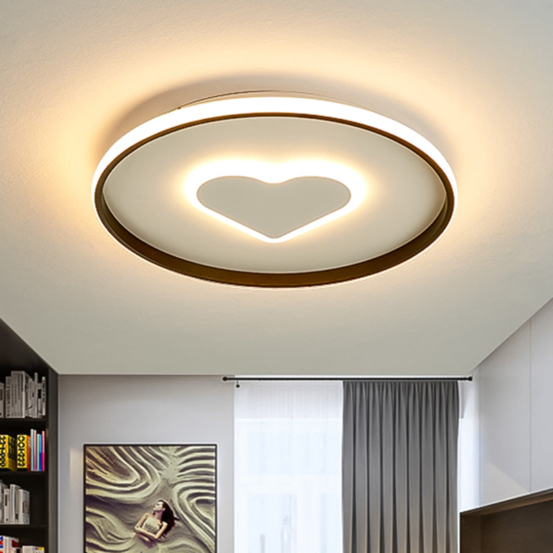 Nordic Loving Heart Flush Mounted Lamp Acrylic LED Bedroom Flush Light in Pink/Black and White Clearhalo 'Ceiling Lights' 'Close To Ceiling Lights' 'Close to ceiling' 'Flush mount' Lighting' 917837