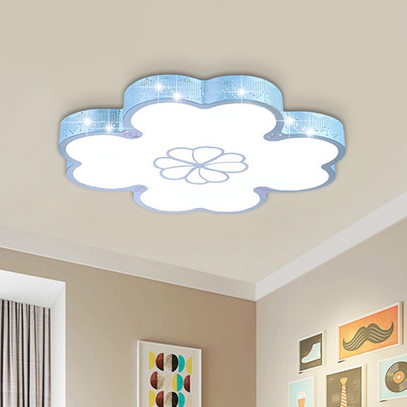 Cartoon Flower Ultrathin Flush Lighting Acrylic LED Bedroom Flush Mount Lamp in White/Blue Blue Clearhalo 'Ceiling Lights' 'Close To Ceiling Lights' 'Close to ceiling' 'Flush mount' Lighting' 917847