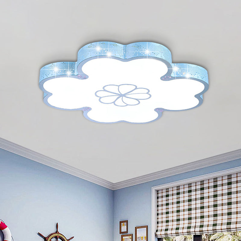 Cartoon Flower Ultrathin Flush Lighting Acrylic LED Bedroom Flush Mount Lamp in White/Blue Clearhalo 'Ceiling Lights' 'Close To Ceiling Lights' 'Close to ceiling' 'Flush mount' Lighting' 917848