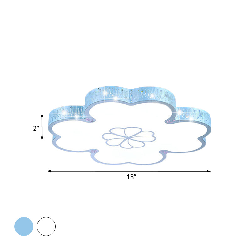 Cartoon Flower Ultrathin Flush Lighting Acrylic LED Bedroom Flush Mount Lamp in White/Blue Clearhalo 'Ceiling Lights' 'Close To Ceiling Lights' 'Close to ceiling' 'Flush mount' Lighting' 917850