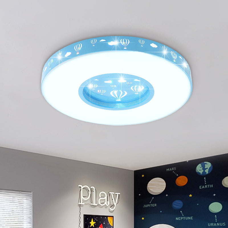 Pink/Blue Finish Circular Flushmount Light Kids LED Acrylic Flush Ceiling Lamp Fixture with Hot Air Balloon Pattern Blue Clearhalo 'Ceiling Lights' 'Close To Ceiling Lights' 'Close to ceiling' 'Flush mount' Lighting' 917855