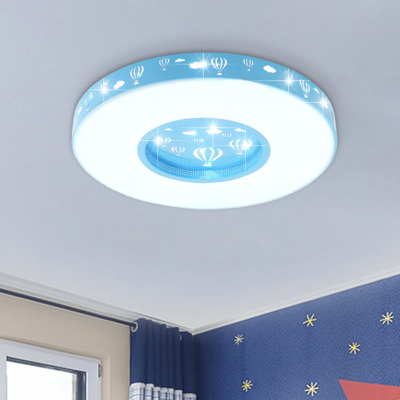 Pink/Blue Finish Circular Flushmount Light Kids LED Acrylic Flush Ceiling Lamp Fixture with Hot Air Balloon Pattern Clearhalo 'Ceiling Lights' 'Close To Ceiling Lights' 'Close to ceiling' 'Flush mount' Lighting' 917856