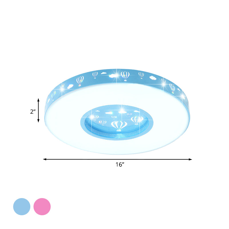 Pink/Blue Finish Circular Flushmount Light Kids LED Acrylic Flush Ceiling Lamp Fixture with Hot Air Balloon Pattern Clearhalo 'Ceiling Lights' 'Close To Ceiling Lights' 'Close to ceiling' 'Flush mount' Lighting' 917858