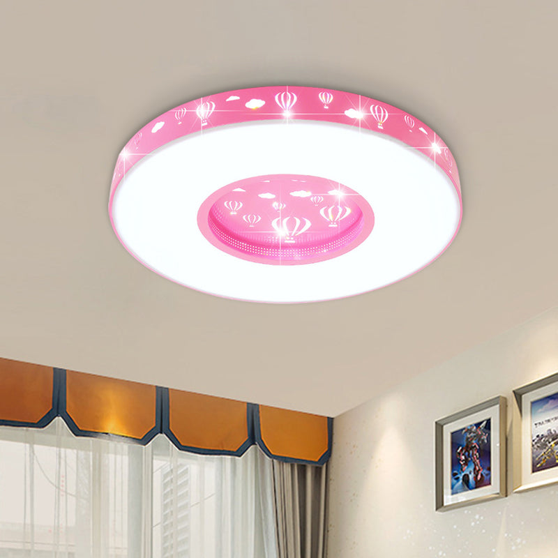 Pink/Blue Finish Circular Flushmount Light Kids LED Acrylic Flush Ceiling Lamp Fixture with Hot Air Balloon Pattern Clearhalo 'Ceiling Lights' 'Close To Ceiling Lights' 'Close to ceiling' 'Flush mount' Lighting' 917860