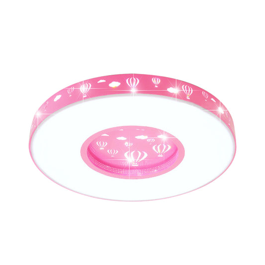 Pink/Blue Finish Circular Flushmount Light Kids LED Acrylic Flush Ceiling Lamp Fixture with Hot Air Balloon Pattern Clearhalo 'Ceiling Lights' 'Close To Ceiling Lights' 'Close to ceiling' 'Flush mount' Lighting' 917862