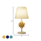 Resin Sea Urchin Night Table Lamp Cartoon Single Bulb Sky Blue/Gold/Dark Blue Nightstand Light with Barrel Fabric Shade for Bedside Clearhalo 'Lamps' 'Table Lamps' Lighting' 917886