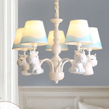 Pink/Blue Barrel Shade Chandelier Lighting Cartoon 5 Lights Fabric Pendulum Lamp with Unicorn Decor Clearhalo 'Ceiling Lights' 'Chandeliers' Lighting' options 917941