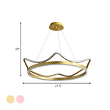 Metallic Crown Shape Suspension Light Nordic LED Pendant Chandelier in Pink/Gold for Kids Bedroom Clearhalo 'Ceiling Lights' 'Chandeliers' Lighting' options 917952