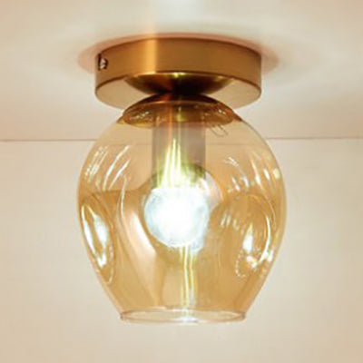 One Bulb Ceiling Lighting Industrial Bubble Shade Dimpled Glass Semi Flush Mount Light in Amber Amber Clearhalo 'Ceiling Lights' 'Close To Ceiling Lights' 'Close to ceiling' 'Glass shade' 'Glass' 'Semi-flushmount' Lighting' 91796