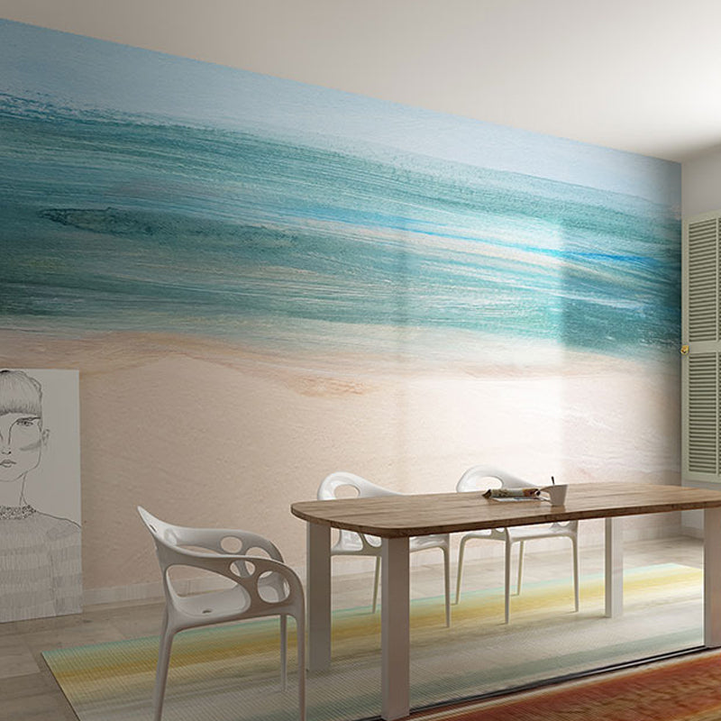 Whole Fresh Wall Murals for Living Room Natural Beach and Sea, Customized Size Available Clearhalo 'Wall Decor' 'Wall Mural' 918063