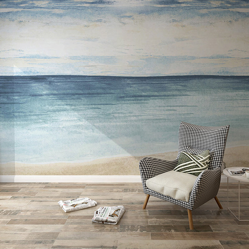 Whole Mural Wallpaper Light Color Sea Non-Woven Fabric Stain-Resistant, Made to Measure Clearhalo 'Wall Decor' 'Wall Mural' 918073