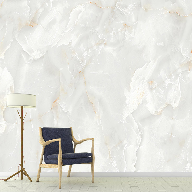 Contemporary Marble Wall Covering in Yellow and White Bedroom Mural Wallpaper, Custom-Printed Clearhalo 'Wall Decor' 'Wall Mural' 918134