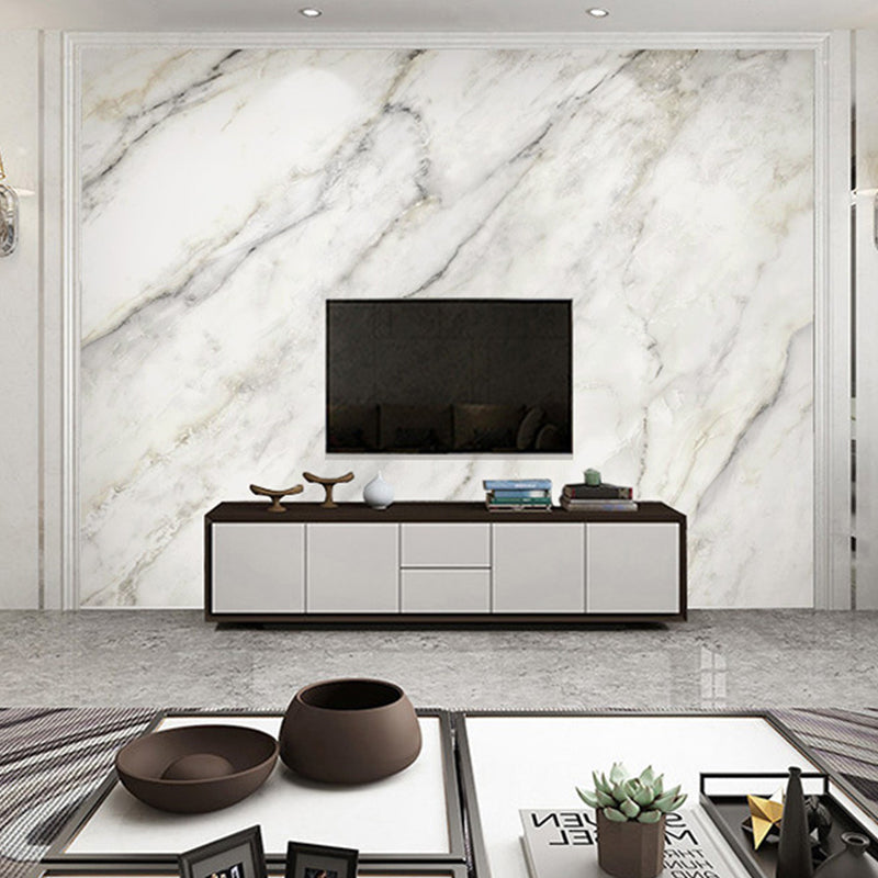 Giant Marble Wall Art for Accent Wall Simple Texture Wall Mural in Grey and White, Stain-Resistant Clearhalo 'Wall Decor' 'Wall Mural' 918164