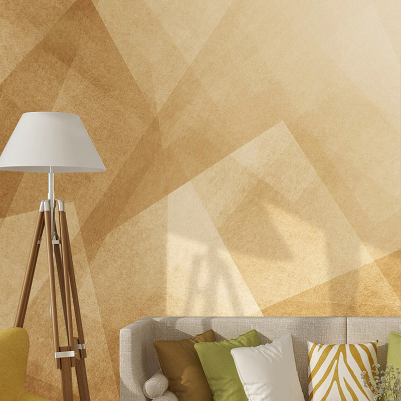 Big Scandinavian Mural Wallpaper Yellow Geometries Wall Decor, Personalized Size Available Yellow Clearhalo 'Wall Decor' 'Wall Mural' 918228