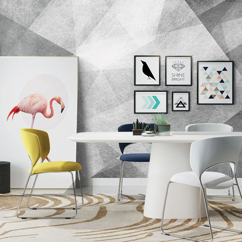 Soft Grey Geometries Wall Art for Gallery Decoration Simple Mural Wallpaper, Made to Measure Grey Clearhalo 'Wall Decor' 'Wall Mural' 918310