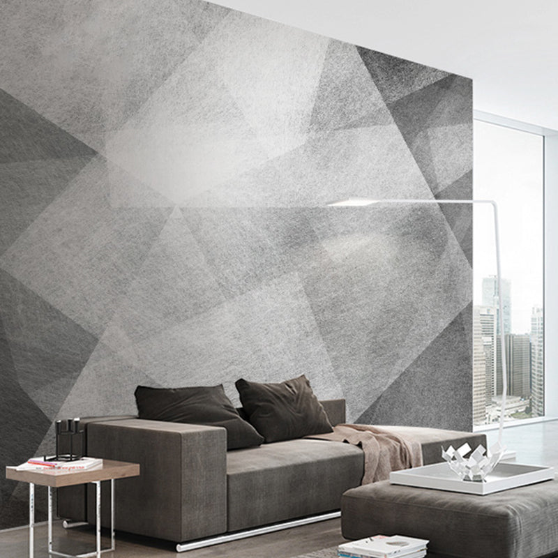 Soft Grey Geometries Wall Art for Gallery Decoration Simple Mural Wallpaper, Made to Measure Clearhalo 'Wall Decor' 'Wall Mural' 918312