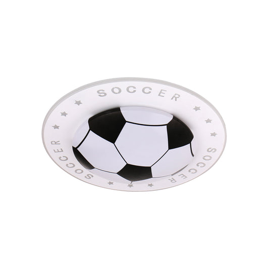 Flat Football Boys Bedroom Flush Ceiling Light Acrylic Sport Style Ceiling Lamp in Black and White Black Clearhalo 'Ceiling Lights' 'Close To Ceiling Lights' 'Close to ceiling' 'Flush mount' Lighting' 91834