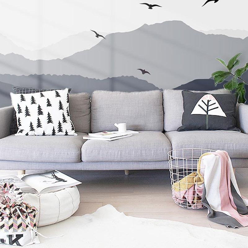 Traditional Grey Wild Bird Mural Extra Large Wall Art for Home Decor, Custom-Printed Clearhalo 'Wall Decor' 'Wall Mural' 918663