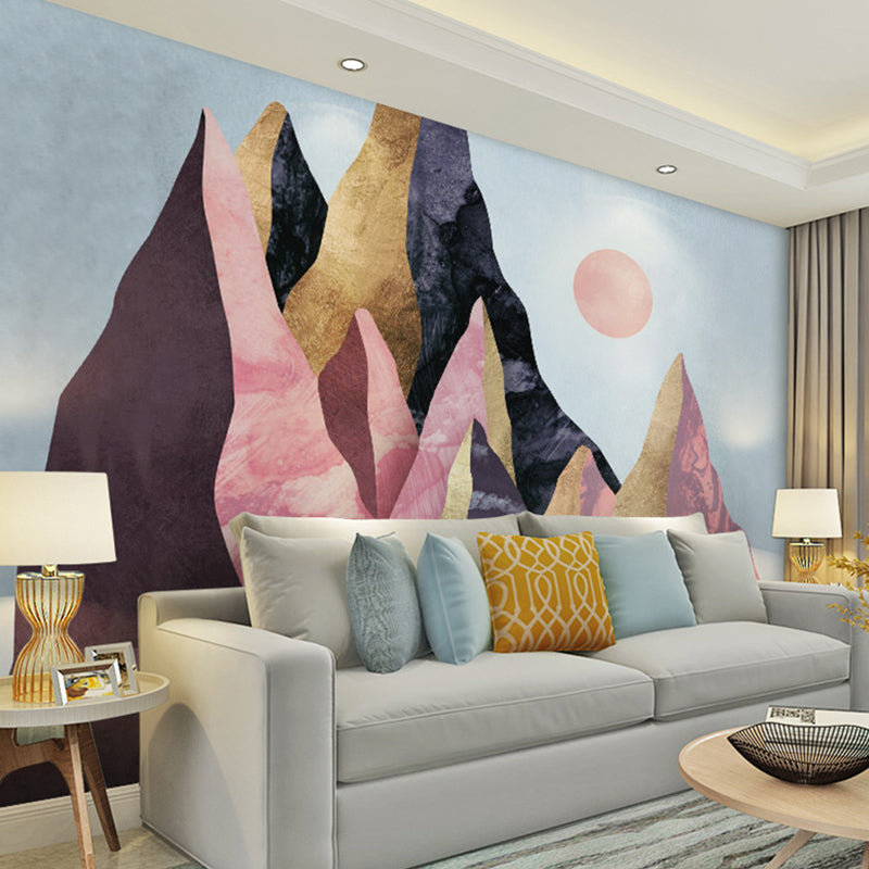 Decorative Mountain Mural Wallpaper Customized Wall Covering for Living Room Clearhalo 'Wall Decor' 'Wall Mural' 918700