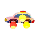 Child Bedroom Car Ceiling Lamp Glass 3 Heads Cartoon Multi-Color Flush Mount Light Red-Yellow-Green Clearhalo 'Ceiling Lights' 'Close To Ceiling Lights' 'Close to ceiling' 'Flush mount' Lighting' 91885