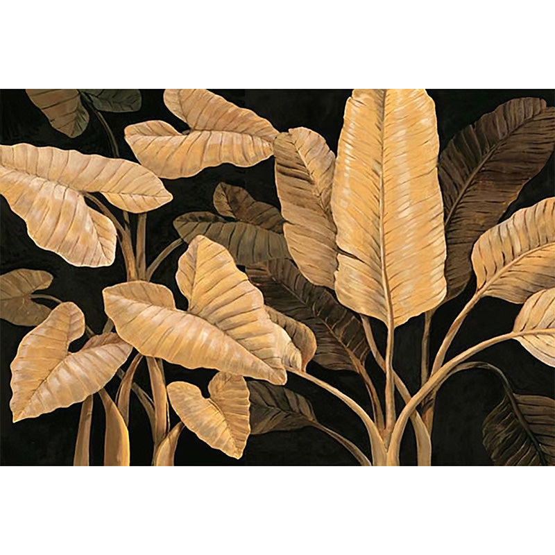 Warm Yellow Banana Leaf Mural Wallpaper for Home Decoration, Non-Woven Material Clearhalo 'Wall Decor' 'Wall Mural' 918979