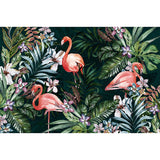 Tropical Flamingo and Forest Mural for Gallery, Extra Large Wall Covering in Soft Green Clearhalo 'Wall Decor' 'Wall Mural' 918998