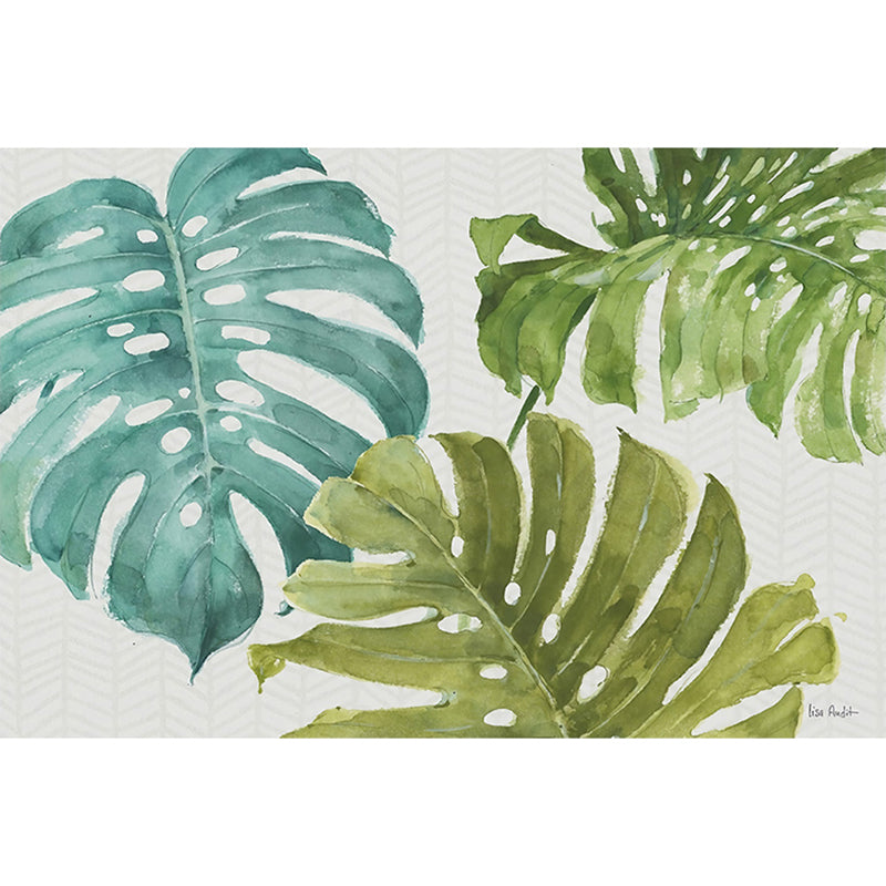 Whole Tropical Leaf Mural Wallpaper for Guest Room Green Plant Wall Covering in Green for Decor Clearhalo 'Wall Decor' 'Wall Mural' 919013