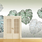 Giant Illustration Nordic Mural Wallpaper for Decoration with Leaf and Forest in Pastel Green Clearhalo 'Wall Decor' 'Wall Mural' 919016