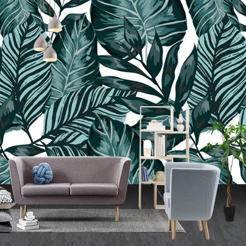 Big Illustration Banana Leaf Wall Covering for Theme Restaurant Decor, Made to Measure Clearhalo 'Wall Decor' 'Wall Mural' 919032