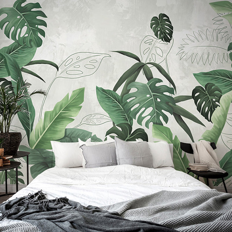 Decorative Tropical Leaf Mural Wallpaper Non-Woven Minimalist Wall Art for Bedroom Clearhalo 'Wall Decor' 'Wall Mural' 919056