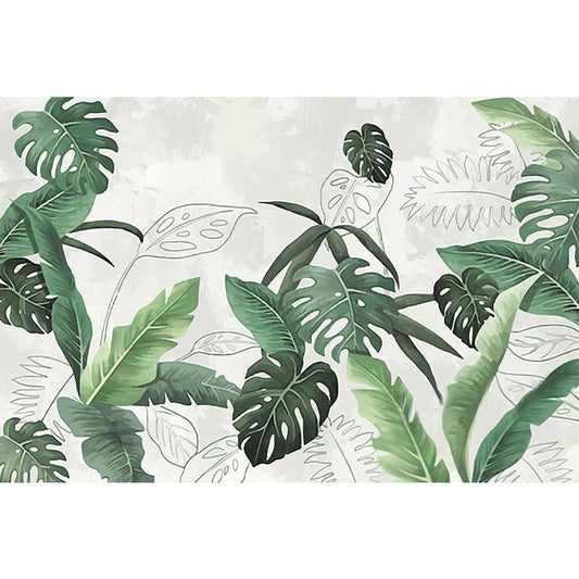 Decorative Tropical Leaf Mural Wallpaper Non-Woven Minimalist Wall Art for Bedroom Clearhalo 'Wall Decor' 'Wall Mural' 919057