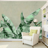 Green Contemporary Mural Wallpaper Full Size Banana Leaf Wall Decor for Commercial Use Clearhalo 'Wall Decor' 'Wall Mural' 919101