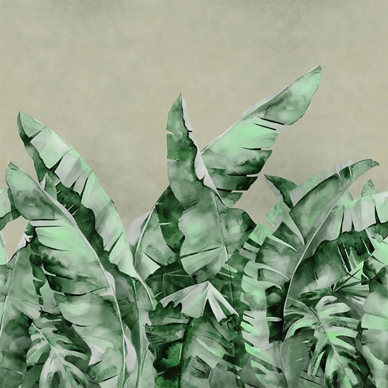 Green Contemporary Mural Wallpaper Full Size Banana Leaf Wall Decor for Commercial Use Clearhalo 'Wall Decor' 'Wall Mural' 919103