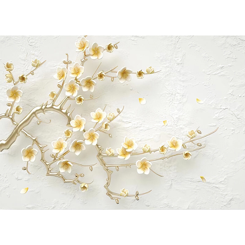 Traditional Beige Magnolia Wall Decor for Commercial Use, Non-Woven Material Clearhalo 'Wall Decor' 'Wall Mural' 919719