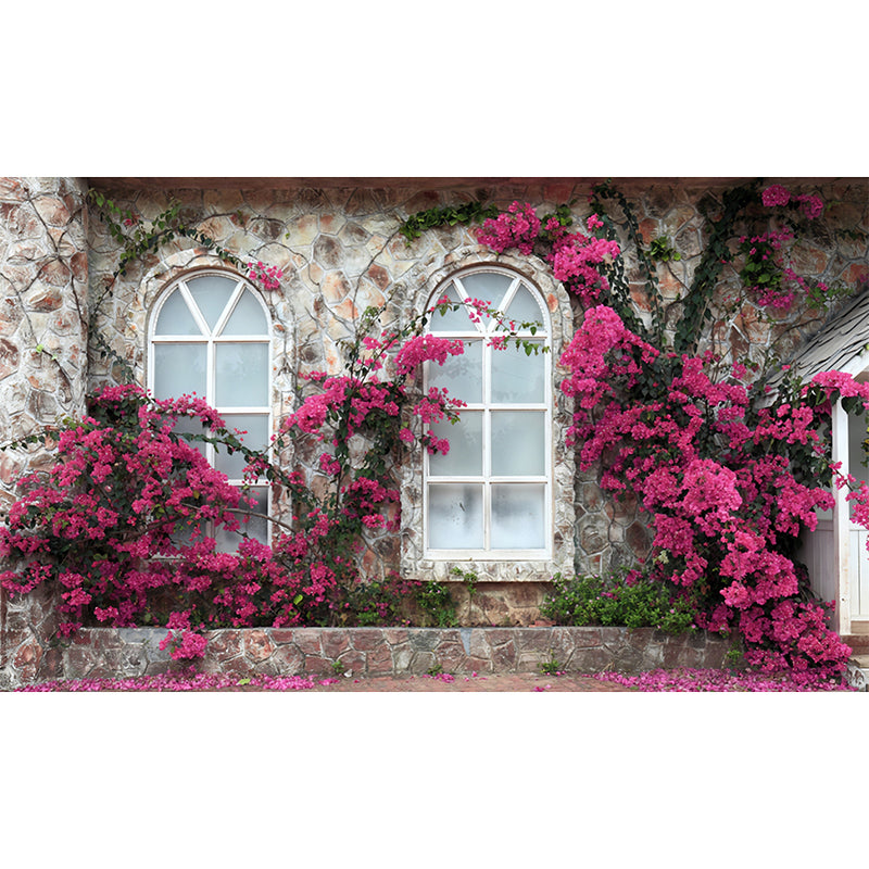 Photo Style Wall Mural French Window and Blossom Full Size Wall Art for Coffee Shop, Made to Measure Clearhalo 'Wall Decor' 'Wall Mural' 919868