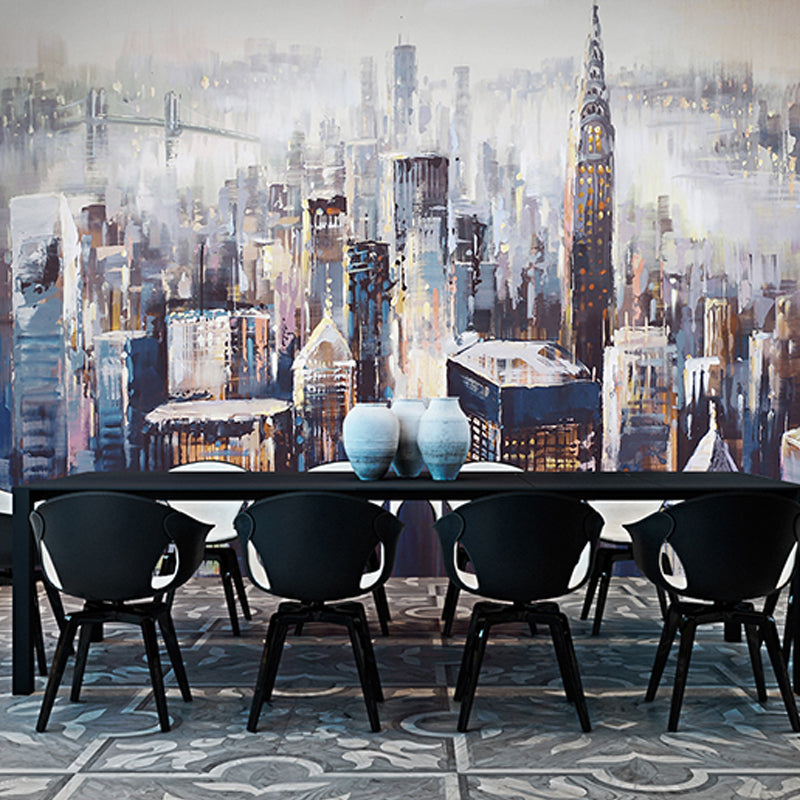 Extra Large Wall Art for Restaurant and Bar New York City and Tall Building Mural for Accent Wall Clearhalo 'Wall Decor' 'Wall Mural' 920217