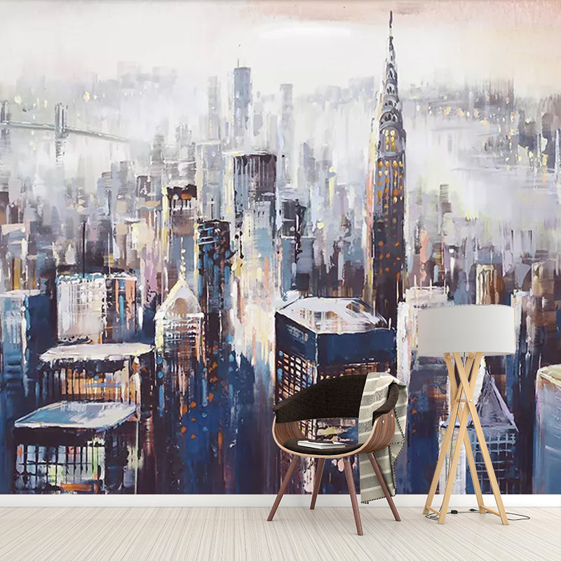 Extra Large Wall Art for Restaurant and Bar New York City and Tall Building Mural for Accent Wall Clearhalo 'Wall Decor' 'Wall Mural' 920218