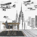 European Skyscraper Mural Pastel Color Industrial Nostalgic Wall Decor for Living Room Clearhalo 'Wall Decor' 'Wall Mural' 920228