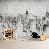 Traditional Nordic Building Mural Wallpaper Black and White Retro Wall Art for Decoration Clearhalo 'Wall Decor' 'Wall Mural' 920242