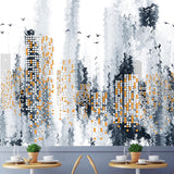 Modern Abstract Mural Wallpaper for Decoration, Grey and Yellow Urban Night Scene, Personalized Size Available Clearhalo 'Wall Decor' 'Wall Mural' 920253