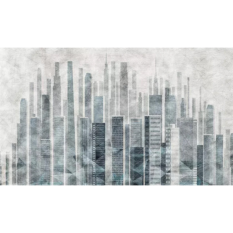 Big Wall Art Industrial Nostalgic Tall Building Mural Wallpaper in Obscure Color Clearhalo 'Wall Decor' 'Wall Mural' 920269