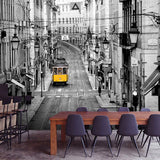 Giant Retro Industrial Wall Art Black and White Street and Bus Murals, Made to Measure Clearhalo 'Wall Decor' 'Wall Mural' 920308