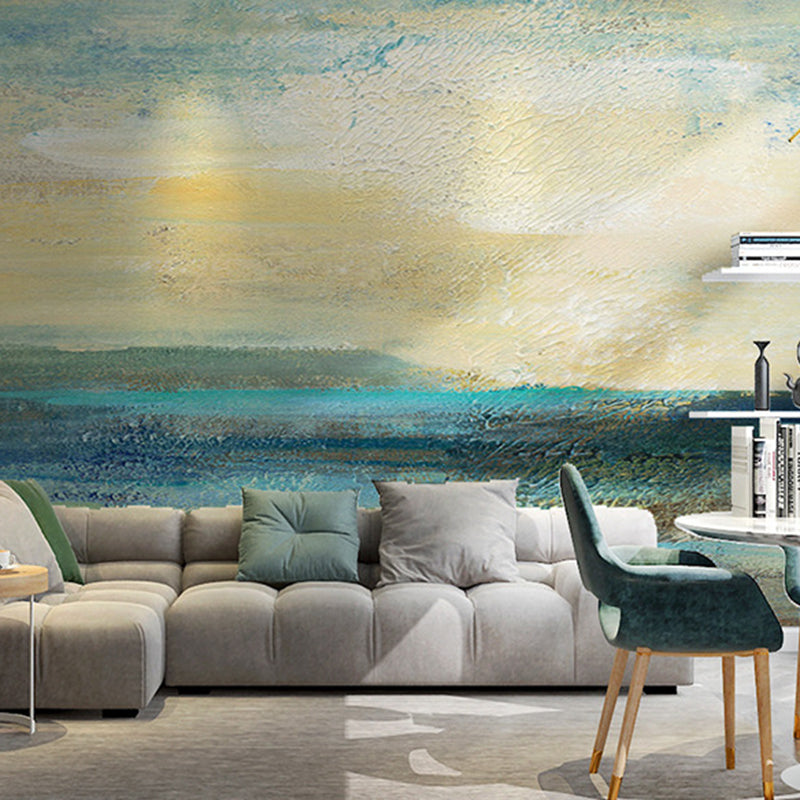 Illustration Style Murals Watercolors Painting Full Size Wall Covering for Living Room, Customized Size Available Clearhalo 'Wall Decor' 'Wall Mural' 920392