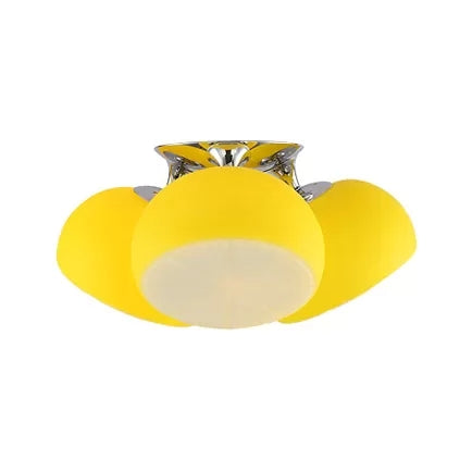 Cute Yellow Ceiling Mount Light Lemon 3 Lights Glass Flush Light for Restaurant Child Bedroom Yellow Clearhalo 'Ceiling Lights' 'Close To Ceiling Lights' 'Close to ceiling' 'Flush mount' Lighting' 92054