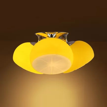 Cute Yellow Ceiling Mount Light Lemon 3 Lights Glass Flush Light for Restaurant Child Bedroom Clearhalo 'Ceiling Lights' 'Close To Ceiling Lights' 'Close to ceiling' 'Flush mount' Lighting' 92055