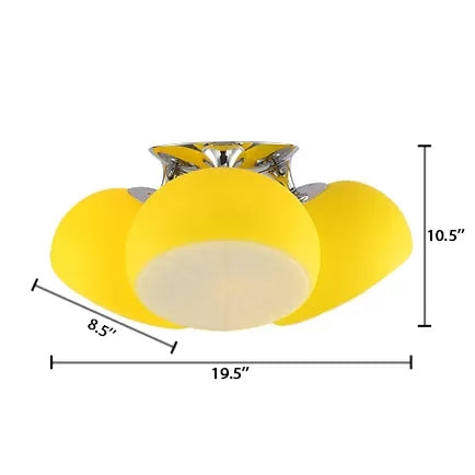 Cute Yellow Ceiling Mount Light Lemon 3 Lights Glass Flush Light for Restaurant Child Bedroom Clearhalo 'Ceiling Lights' 'Close To Ceiling Lights' 'Close to ceiling' 'Flush mount' Lighting' 92057