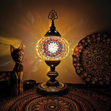 Moroccan Oblong Night Light Single Bulb Stained Art Glass Nightstand Lamp in Beige/Red/Blue for Cafe Clearhalo 'Lamps' 'Table Lamps' Lighting' 920716