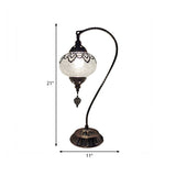 Crackle Glass Bronze Desk Light Elliptical 1 Light Turkish Night Lamp with Curving Arm, 15"/18"/21" High Clearhalo 'Lamps' 'Table Lamps' Lighting' 921009
